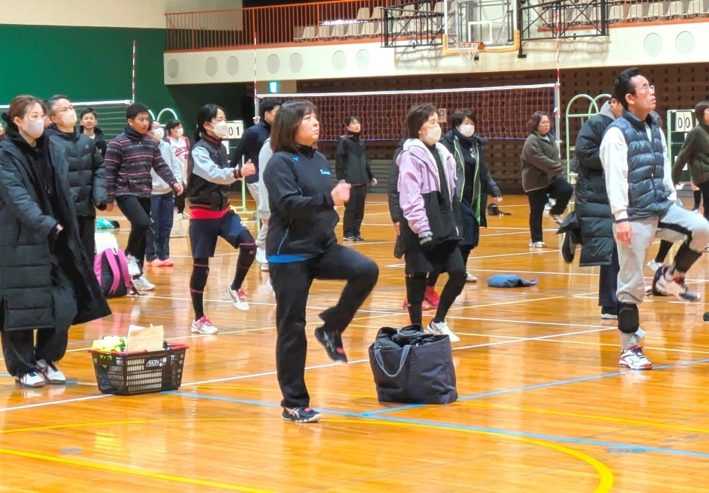 開会式でのストレッチ体操