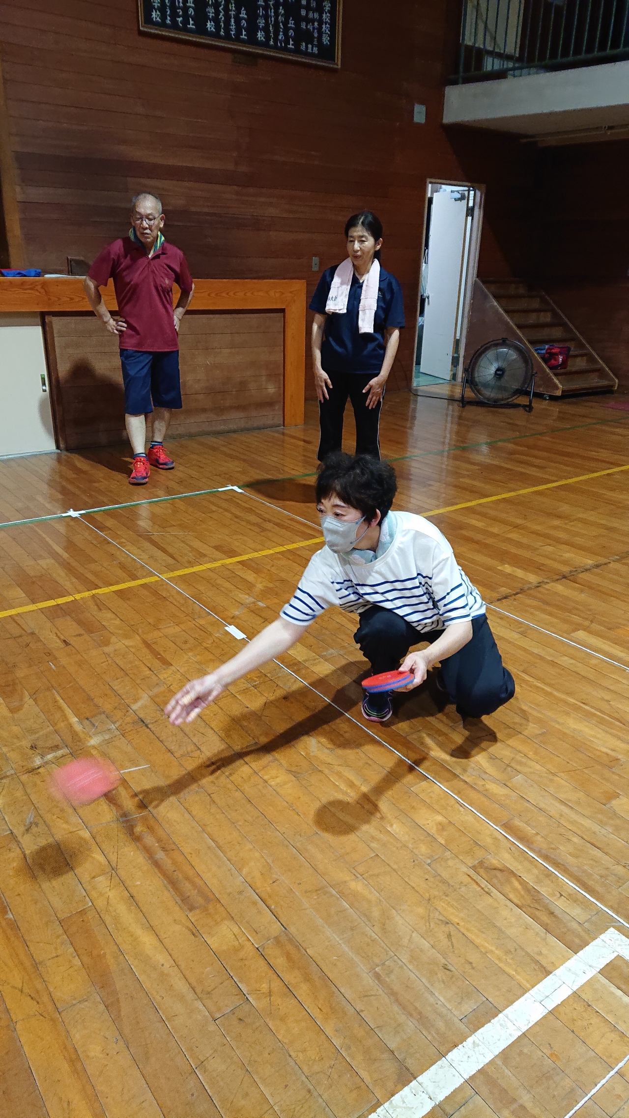 試合前に練習中