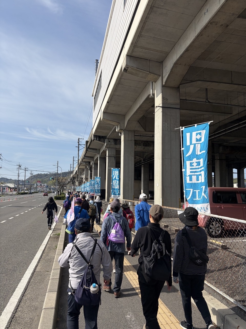 JR児島駅を出発します